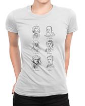 Camiseta Feminina Cientistas Einstein Darwin Newton Tesla Blusinha - Bhardo