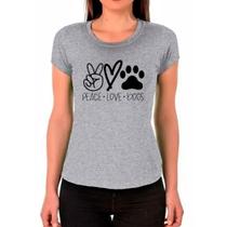 Camiseta Feminina Cinza Cachorro Pet Dog 05