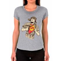 Camiseta Feminina Cinza Chapolin Chaves Desenho 03