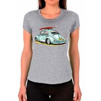 Camiseta Feminina Cinza Fusca Fusquinha Carro 02