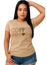 Camiseta feminina CoFFee Basic blusa modelo baby look Camiseta feminina CoFFee Basic blusa modelo baby look
