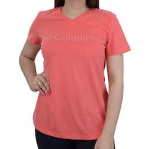 Camiseta Feminina Columbia MC Decot V Laranja Coral - 321033