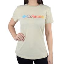 Camiseta Feminina Columbia MC Sun Trek Dark Stone Bege 32107