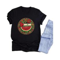 Camiseta Feminina Com Bandeira De Melancia, Manga Curta, Direitos Humanos, Paz, Amor