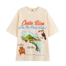 Camiseta Feminina Com Estampa Animal, Gola Redonda, Manga Curta, Ajuste Solto, Primavera Verão,