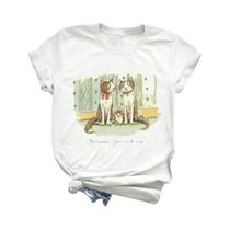 Camiseta Feminina Com Estampa Animal, Manga Curta, Moda Fofa, Roupas Dos Anos 90, Padrão