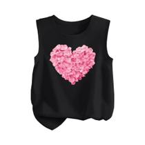 Camiseta Feminina Com Estampa De Papai Noel, Sem Mangas, Casual, Com Gola Redonda