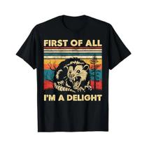 Camiseta Feminina Com Gola Redonda E Estampa Angry Possum, Design De Ironia, Moda E Estilo.