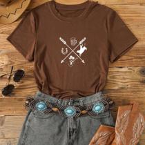 Camiseta Feminina Country Flechas 100% Algodão Leve Confortável Camiseta Feminina Country Flechas 100% Algodão Leve Confortável