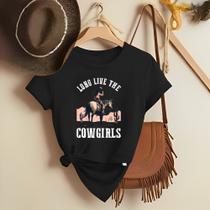 Camiseta Feminina Country Look Country T-shirt Roça Agro Rodeio Boiadeira Estamp Long The Cow Girls