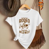 Camiseta Feminina Country Look Country T-shirt Roça Agro Rodeio Boiadeira Estamp Rodeo