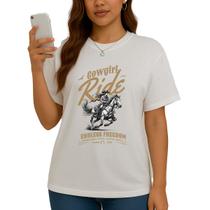 Camiseta Feminina Cowgirl Ride Cavalo Western Style - Hipsters