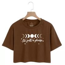 Camiseta Feminina Cropped Básica De Malha Algodão Lua Camiseta Feminina Cropped Básica De Malha Algodão Lua
