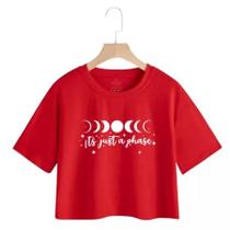 Camiseta Feminina Cropped Básica De Malha Algodão Lua Camiseta Feminina Cropped Básica De Malha Algodão Lua