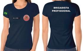 Camiseta Feminina de Algodão Brigadista Profissional com Bordado Camiseta Feminina de Algodão Brigadista Profissional com Bordado