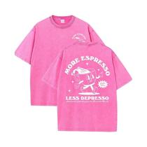 Camiseta Feminina De Algodão Com Estampa Espresso, Respirável, Versátil, Com Design De Letras