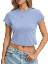 Camiseta feminina de algodão EasyGala, azul bebê, tamanho M Camiseta feminina de algodão EasyGala, azul bebê, tamanho M