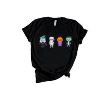 Camiseta Feminina de Algodão Halloween Monstrinhos