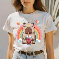 Camiseta Feminina de Capivara Blusa Estampada Exclusiva 100% Algodão Premium SUPER Camiseta Feminina de Capivara Blusa Estampada Exclusiva 100% Algodão Premium SUPER
