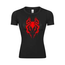 Camiseta Feminina De Compressão Com Estampa De Aranha, Manga Curta, Atlética, Corrida, Treino, Ioga,