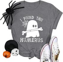 Camiseta feminina de Halloween LOTUCY I Found This Humerus Ghost Camiseta feminina de Halloween LOTUCY I Found This Humerus Ghost
