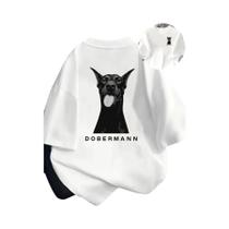 Camiseta Feminina De Manga Curta Estilo Harajuku Com Ilustração De Doberman E Pug Tops Estéticos