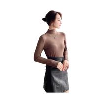 Camiseta Feminina De Manga Longa Com Gola Alta, Ajuste Slim, Macia E Sem Costura, Camada Base