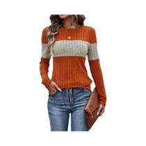 Camiseta Feminina De Manga Longa Com Gola Redonda E Estampa Em Bloco De Cores Para Primavera E Camiseta Feminina De Manga Longa Com Gola Redonda E Estampa Em Bloco De Cores Para Primavera E
