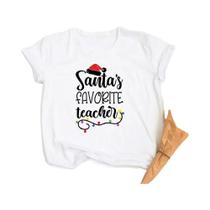 Camiseta Feminina De Natal Com Estampa De Papai Noel, Bastão De Doces E Coração, Estilo Harajuku