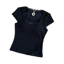 Camiseta Feminina De Renda Com Decote Redondo E Manga Curta, Estilo Slim E Elástico, Estilo Europeu