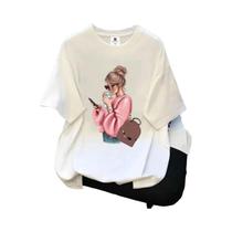 Camiseta Feminina De Verão Com Estampa Coreana, Manga Curta, Casual, Gola Redonda, Estilo Harajuku Camiseta Feminina De Verão Com Estampa Coreana, Manga Curta, Casual, Gola Redonda, Estilo Harajuku