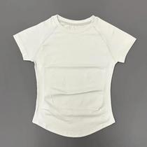 Camiseta Feminina De Verão Com Manga Curta, Gola Redonda, Respirável E Elástica Para Academia, Yoga