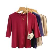 Camiseta Feminina De Verão Em Algodão, Básica, Gola Redonda, Manga Curta, Tops Sólidos Fashionáveis