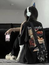 Camiseta Feminina De Verão Em Algodão Estilo Coreano Com Estampa De Jornal Antigo, Gola O, Solta E