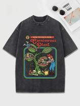 Camiseta Feminina De Verão Estampada Em Algodão Com Gola O E Efeito Desgastado, Estilo Chomper, Com Camiseta Feminina De Verão Estampada Em Algodão Com Gola O E Efeito Desgastado, Estilo Chomper, Com
