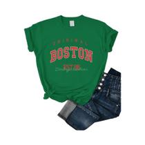 Camiseta Feminina De Verão Respirável, Estilo Hip Hop, Casual, Manga Curta, Streetwear Macio, Boston