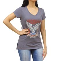 Camiseta Feminina Decote V Cinza Wrangler 34411