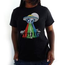 Camiseta Feminina Disco Voador Preta