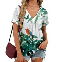 Camiseta feminina Domirica Japanese Cloud Pattern com decote em V 2GG Camiseta feminina Domirica Japanese Cloud Pattern com decote em V 2GG