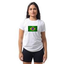 Camiseta Feminina Dry Fit Academia Brasil Tema Copa Bandeira do brasil
