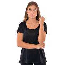Camiseta Feminina Dry Fit com Manguinha e Barra Alongada nas Costas Selene