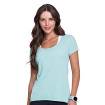 Camiseta Feminina Dry Fit com Manguinha e Barra Alongada nas Costas Selene