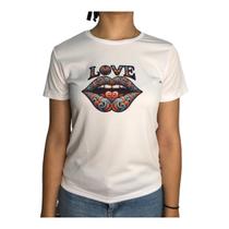 Camiseta Feminina Dry Fit Estampa Love Colorida Nayre Modas