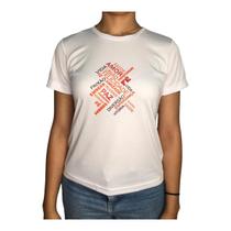 Camiseta Feminina Dry Fit Manga Curta Frase Nayre Modas BRANCO GG