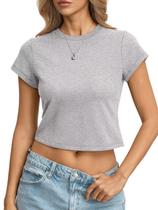 Camiseta feminina EasyGala de algodão básica para bebês Crop Top XS Camiseta feminina EasyGala de algodão básica para bebês Crop Top XS