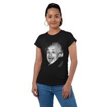 Camiseta Feminina Einstein Língua Clássica Preta