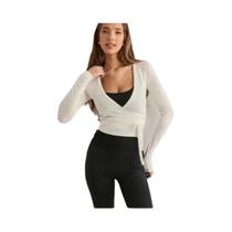 Camiseta Feminina Elegante E Sexy Com Decote Em V E Mangas Longas Para Atividades Físicas, Moda