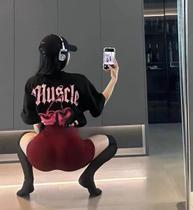 Camiseta Feminina Esportiva Solta Estilo Harajuku Latte Fitness Manga Curta 2025 Bestseller