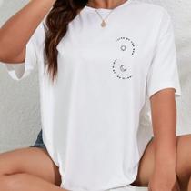 Camiseta Feminina Estampada Blusão Oversized Blusa T-shirt Personalizada Sol E Lua Frases