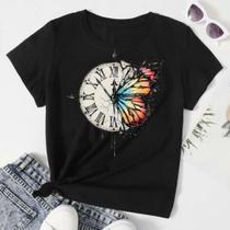Camiseta Feminina Estampada Borboleta Várias Cores